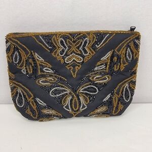 Elegant Hand Beaded Clutch in Black‎ and Gold By LaRegale Ltd